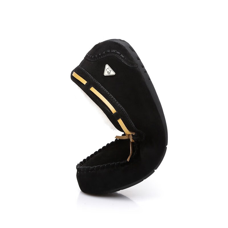 EVERAU女士澳洲经典蝴蝶结豆豆鞋休闲舒适便鞋一脚蹬懒人鞋单鞋丨EA1005 黑色 35 （尺码偏小 建议选大一码）