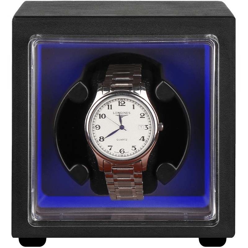 时维齐 摇表器机械表转表器摇摆器自动上链手表单表商务礼品生日礼物 升级款 黑色超纤皮 （1表位）