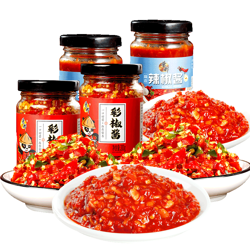 李锦记(lee kum kee)辣椒酱下饭菜剁椒酱蒜蓉酱4瓶共800g下饭酱辣椒酱