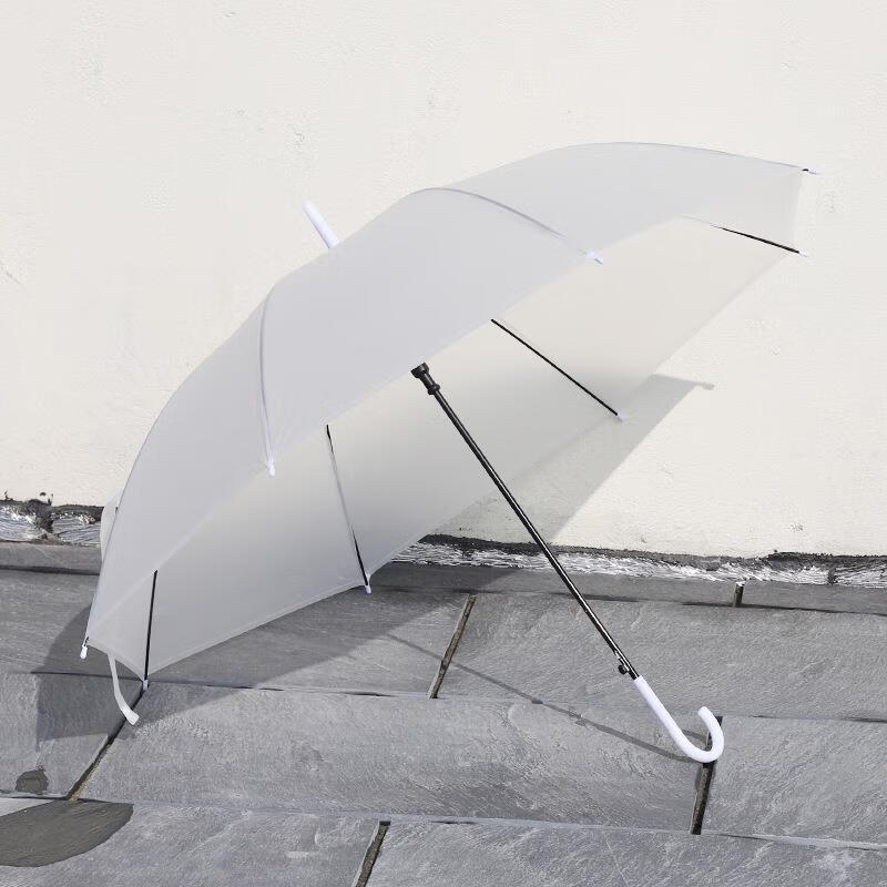 十年九夏 塑料透明雨伞骨自动直柄长柄透明太阳遮阳伞超大衣多穿 透明