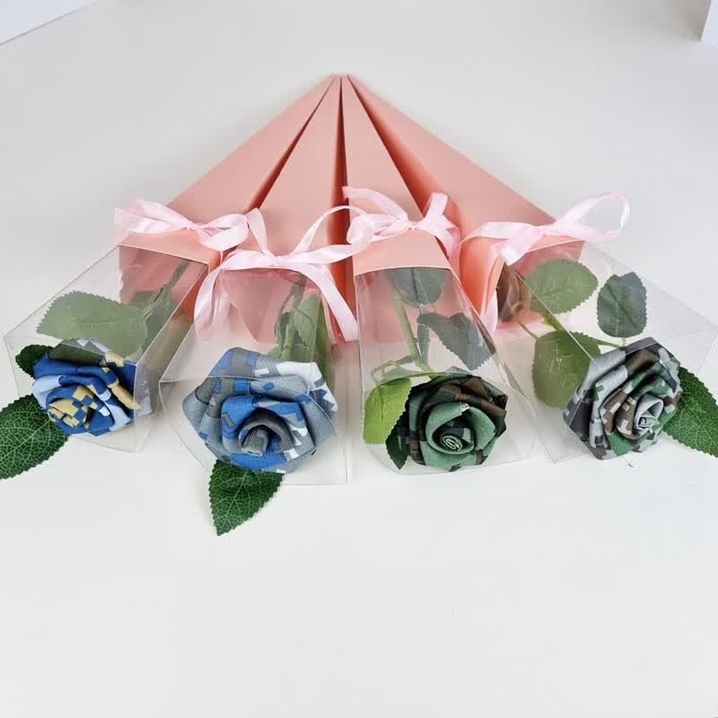 520花束手工布玫瑰花成品布艺玫瑰陆海空武爱心弹壳花艺军恋生日diy