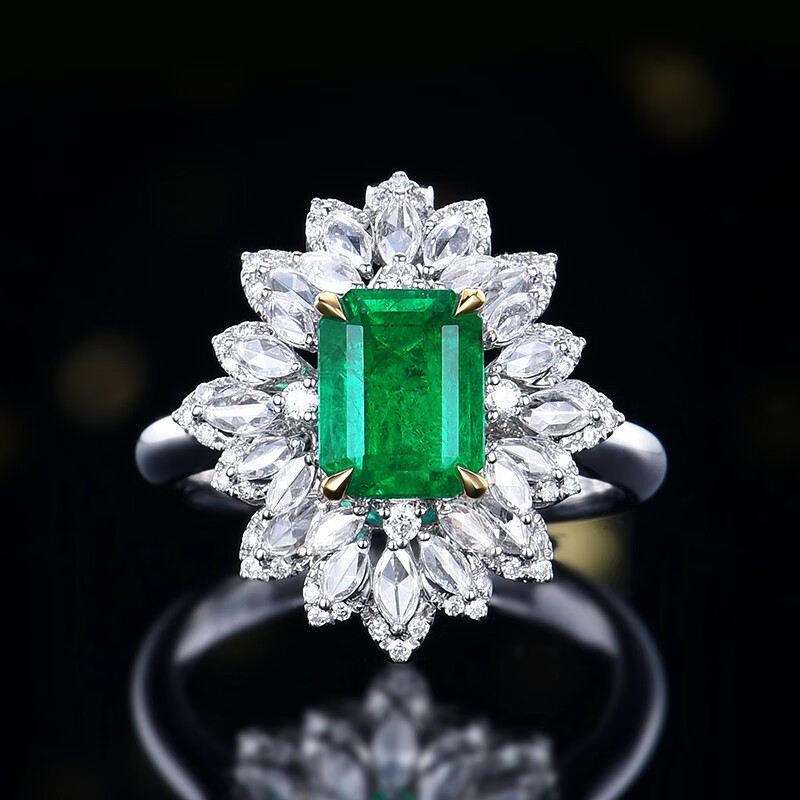 83ct赞比亚vvg祖母绿戒指两用款18k金镶嵌钻石55790