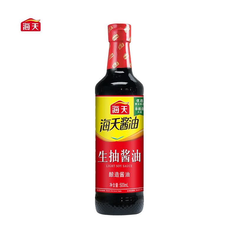 海天 生抽酱油500ml 炒菜凉拌红烧调味料家庭炒菜烹饪凉拌点蘸勾芡T 生抽500ml*1瓶