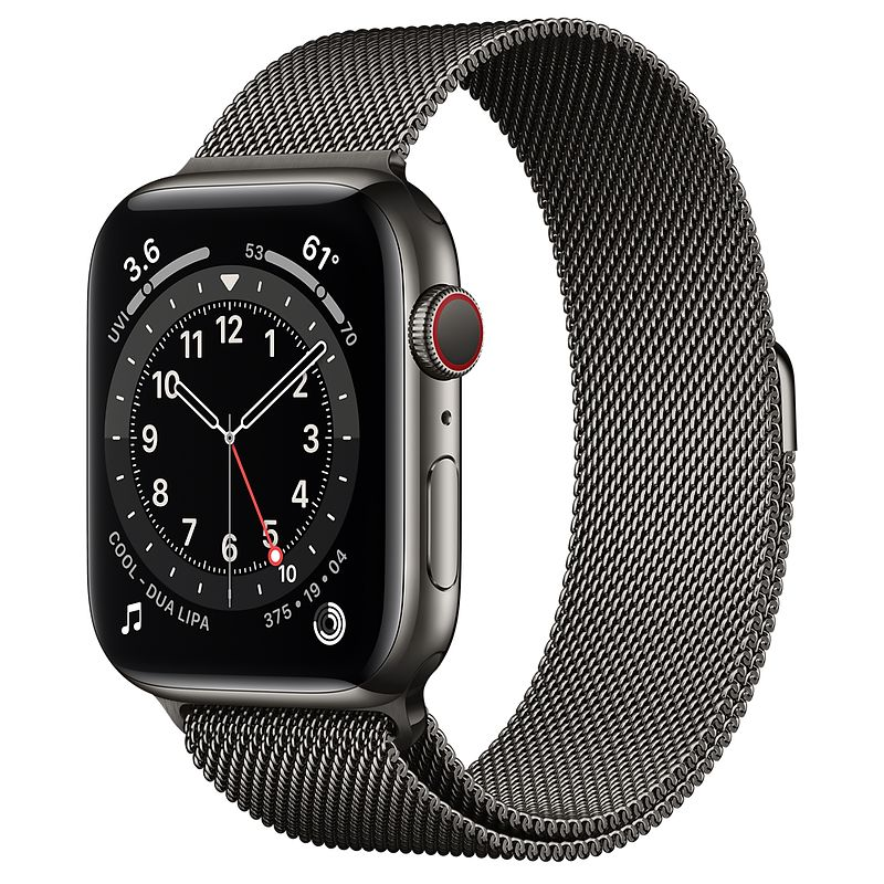 苹果（Apple） Apple Watch Series 6智能手表 GPS+蜂窝款  不锈钢表壳 石墨色米兰尼斯款 44毫米