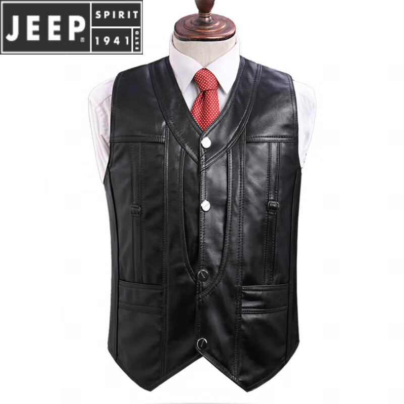 款皮马夹西装保暖皮背心修身羊皮坎肩 黑色款 胸围3尺(体重90-120斤)