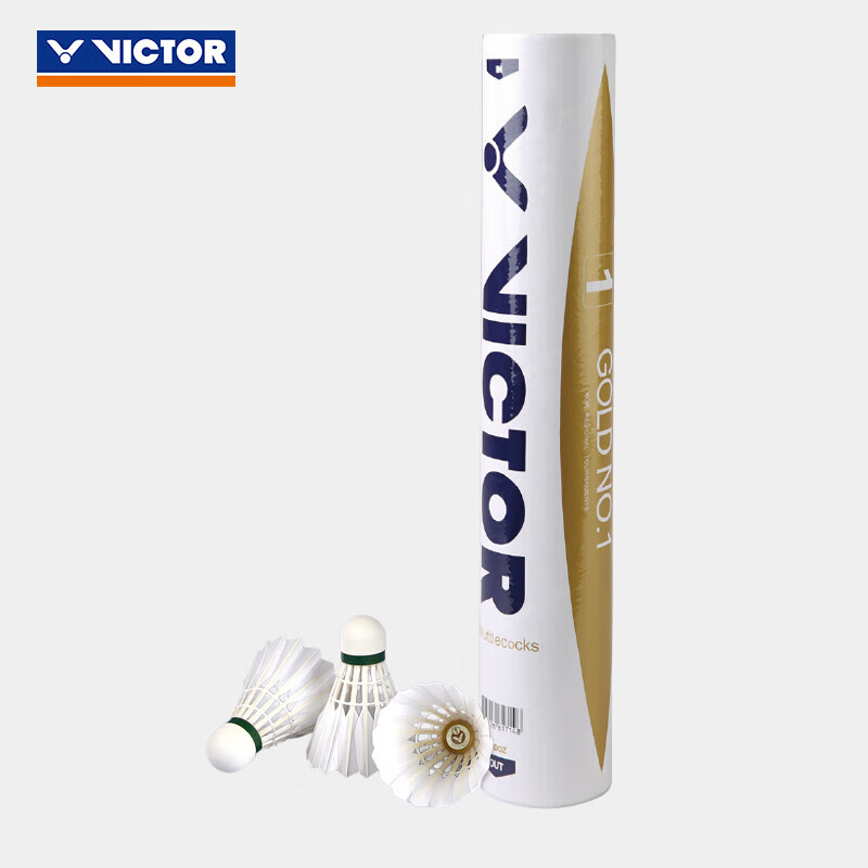 威克多（VICTOR） 胜利羽毛球耐打飞行稳定比赛训练俱乐部用球训练球耐打 金黄1号 1筒 （77速）