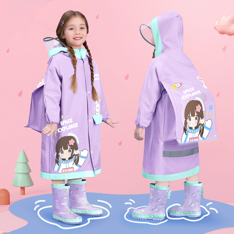 木大仙女童女孩小学生宝宝上学衣2024带全身防雨ll8 蓝色女孩 s