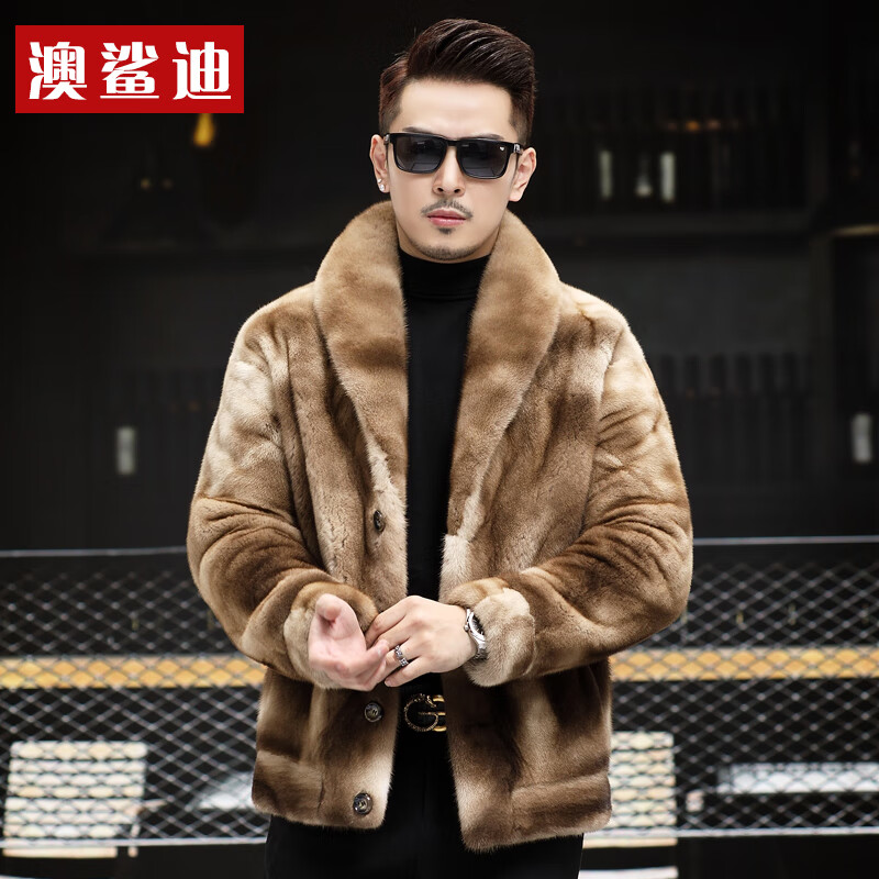 澳鲨迪北美进口天鹅绒大理石貂真貂毛皮草冬季新款整貂水貂裘皮男士