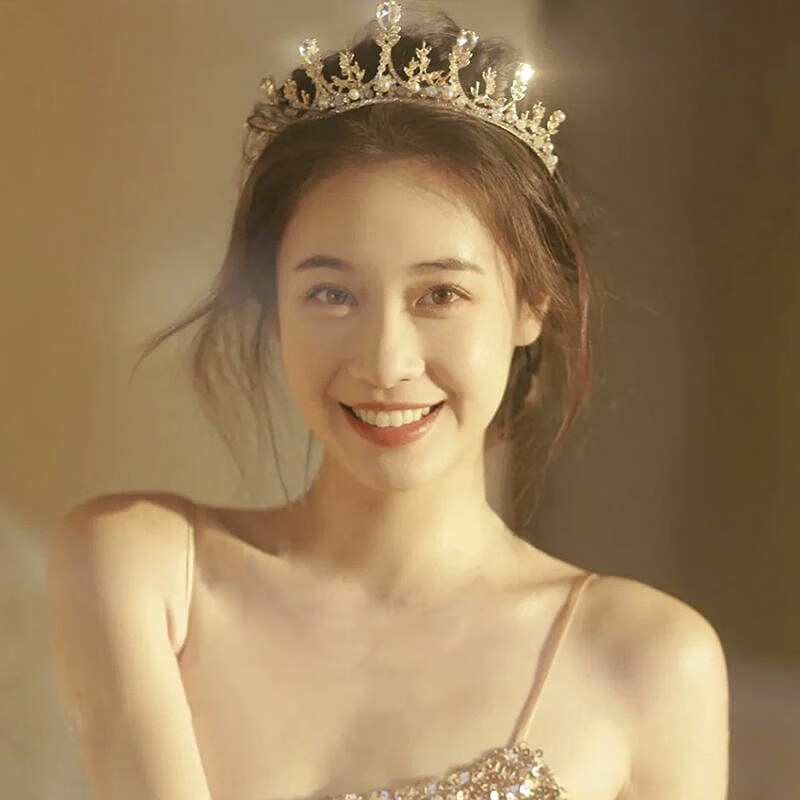 黛丝美生日皇冠头饰公主女十八岁高端成年发箍头冠水晶婚纱大气王冠