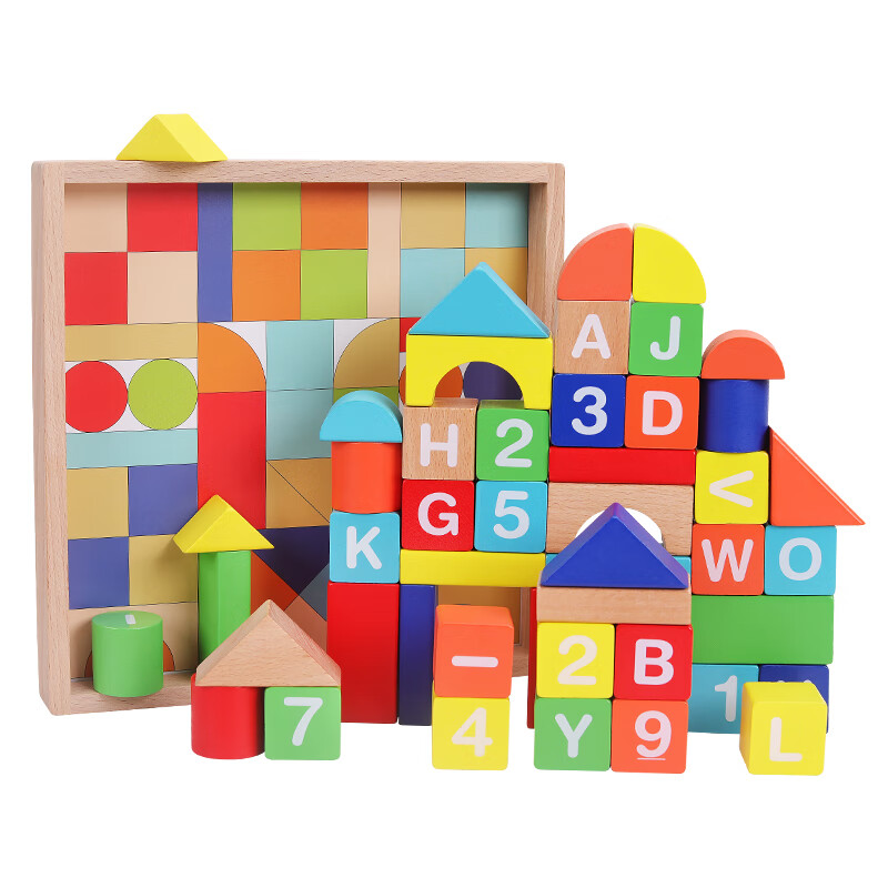 QZMEDU 儿童大颗粒积木3-6岁幼儿早教拼搭玩具男女孩数字字母认知玩具
