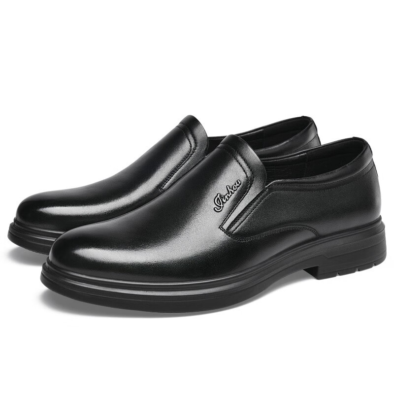 金猴（JINHOU）鞋子男时尚通勤商务正装鞋一脚蹬轻便单鞋男柔软透气爸爸鞋 黑色 40