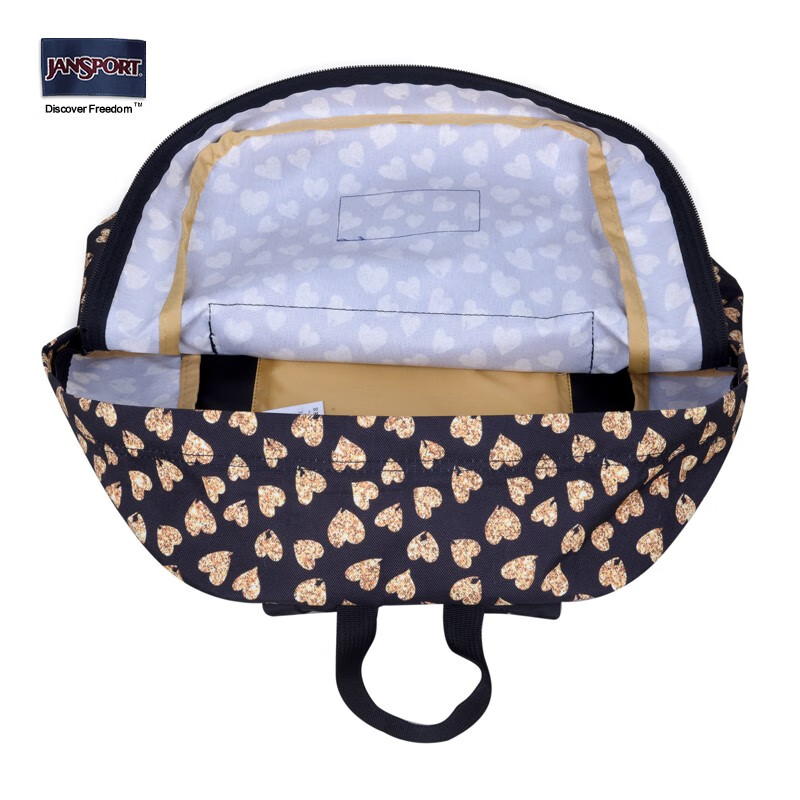 JANSPORT杰斯伯双肩包男女清新森系花色背书包\/裁切不同花纹会不一致 T5013CN豹纹爱心-无侧袋无隔层