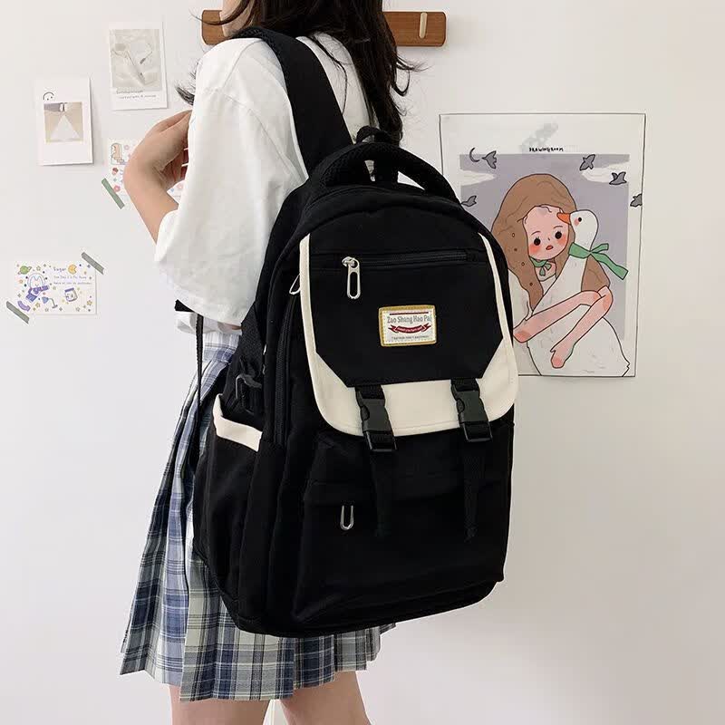 春锦秋鲤 ins风超火书包韩版原宿ulzzang初中双肩包女高中学生百 zsh