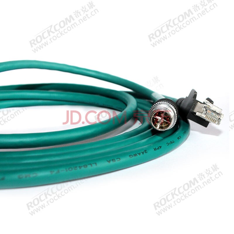 洛克康 电缆M12X编码8针转RJ45屏蔽对绞网线兼容Cognex康耐视CCB-84901-2001 高柔静态线(84901-2001-长度) 10米