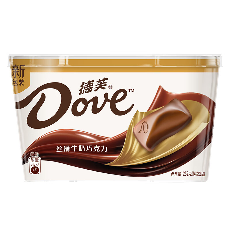 德芙 Dove巧克力分享碗裝 絲滑牛奶巧克力 婚慶 糖果 禮品 休閑食品 辦公室零食 252g