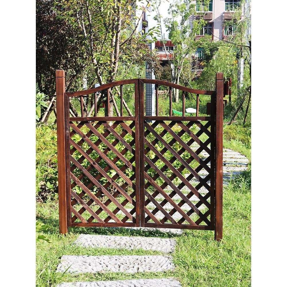 山头林村新款碳化防腐木门木栅栏门园艺栅栏门篱笆门花园院子门木门