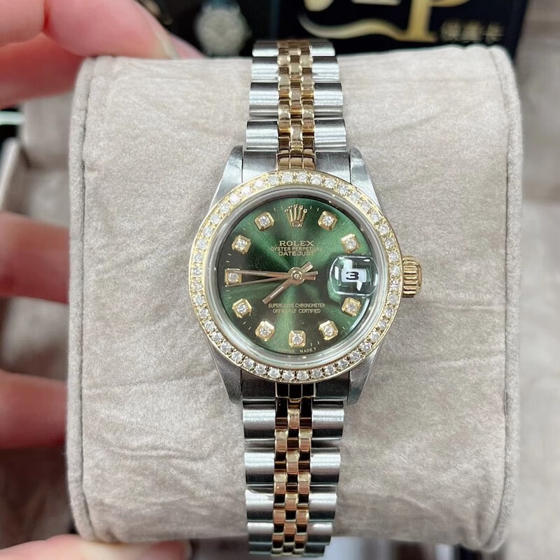 劳力士日志型系列18k金精钢后镶钻日历自动机械手表女表69173钻石刻度