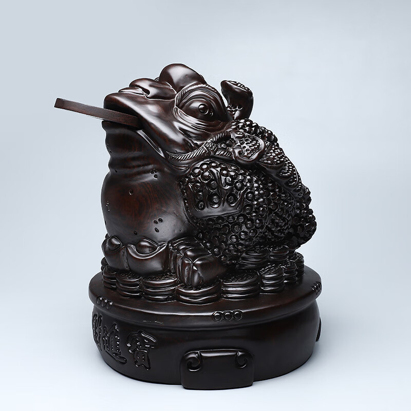 正宗府黑檀金蟾木雕摆件实木工艺礼品动物蟾蜍创意家居客厅装饰品