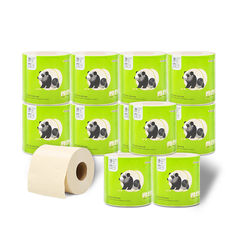 诗竹本色纸 竹纤维卫生纸 卷纸 家用实惠装卷筒纸3层160g*12卷整箱