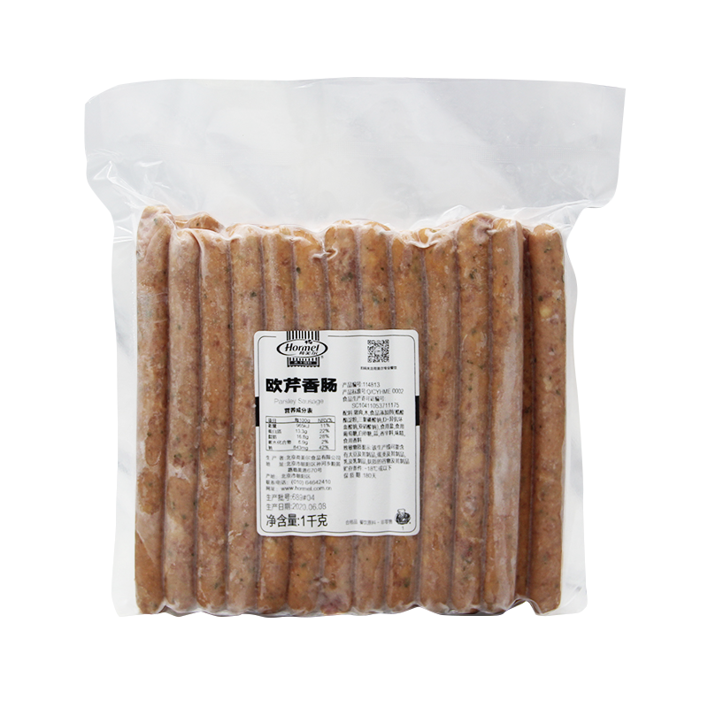荷美爾（Hormel）歐芹香腸1kg披薩熱狗腸香芹味比薩漢堡三明治燒烤烘焙香腸商用 荷美爾歐芹香腸 1kg*3包