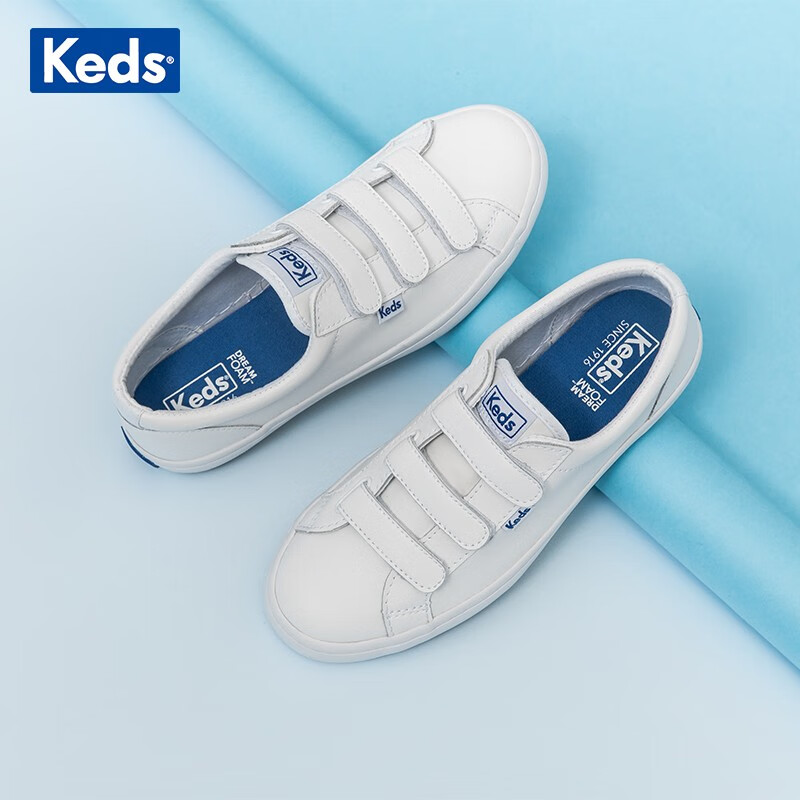 Keds 女鞋皮质魔术贴小白鞋 板鞋WH57616 白色 35