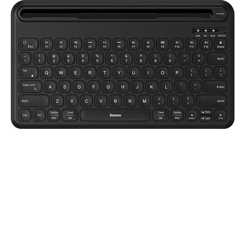 BASEUS 倍思 无线ipad蓝牙键盘超薄三模连接自带卡槽可充电 适用台式电脑平板ipadpro/air/mini手机通用 黑