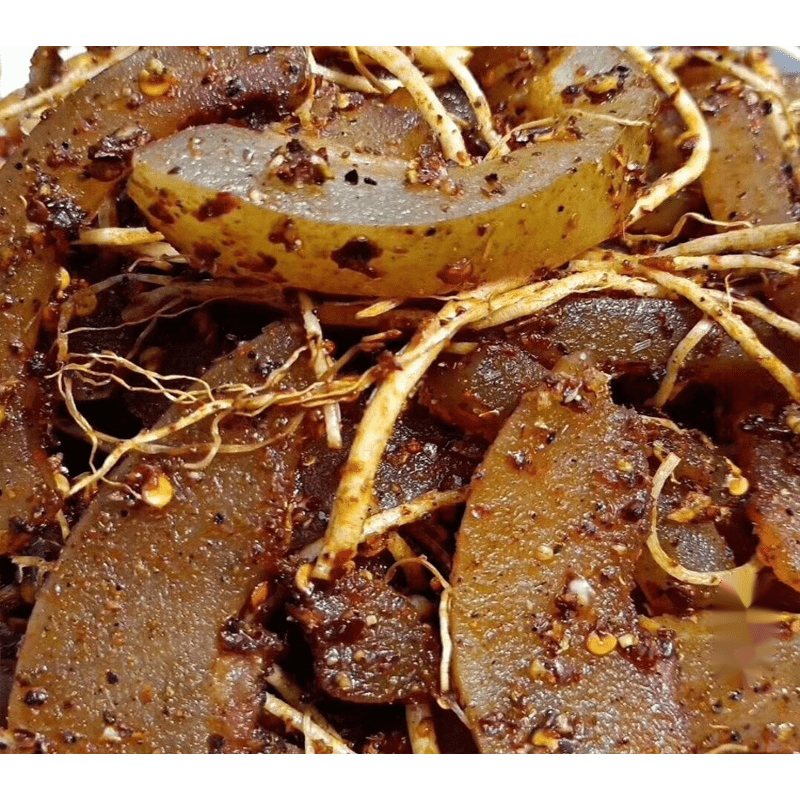 鹿色佤族味麻辣牛皮菜根佤味变态辣苤撇菜根牛皮零食吃 佤味牛皮500g