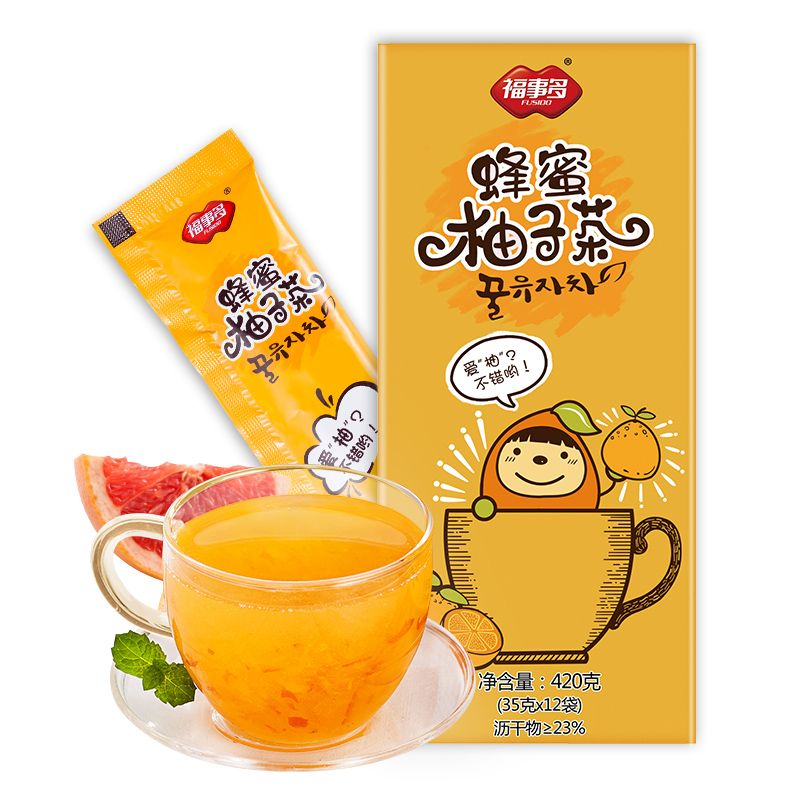 蜂蜜柚子茶独立小包装 福事多蜂蜜柚子茶柠檬茶420·g柚子果酱茶 蜂蜜 柚子茶【共12袋】