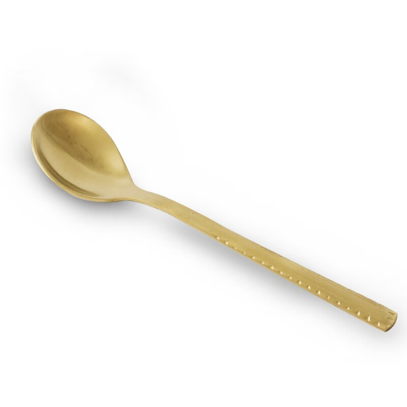 手工纯铜勺子匙条铜餐具纯铜汤勺民间工艺黄铜汤勺 铜勺子 铜梗子 大号18cm黄铜餐勺
