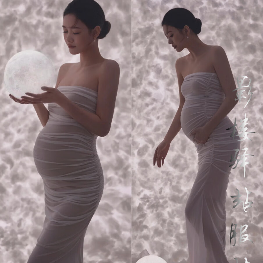 橦舟渡孕妇照服装白月光写真拍照衣服新款感抹胸裙孕妈咪艺术照摄影