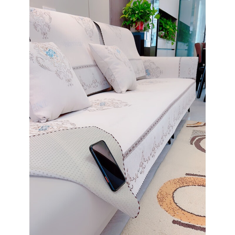 荃姝沙发垫3米全包罩直排沙发盖巾四季通用防滑皮沙发保护现代轻奢坐 贝欢妮黑 雪尼尔提花面料 宽100*长380cm