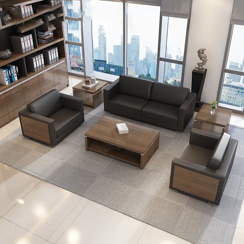 轶派家具时尚现代简约商务沙发会客接待室沙发办公沙发茶几组合 单人