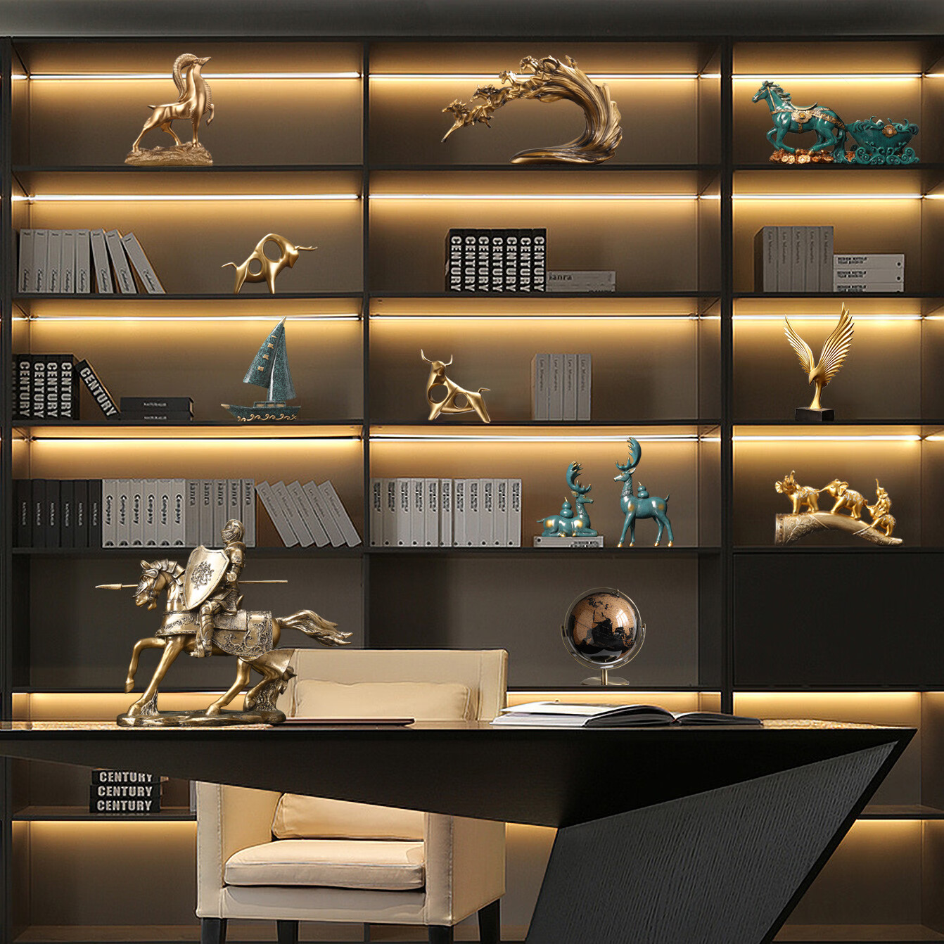 酒柜装饰摆件高档办公室现代轻奢摆件老板领导桌面摆设客厅高端酒柜