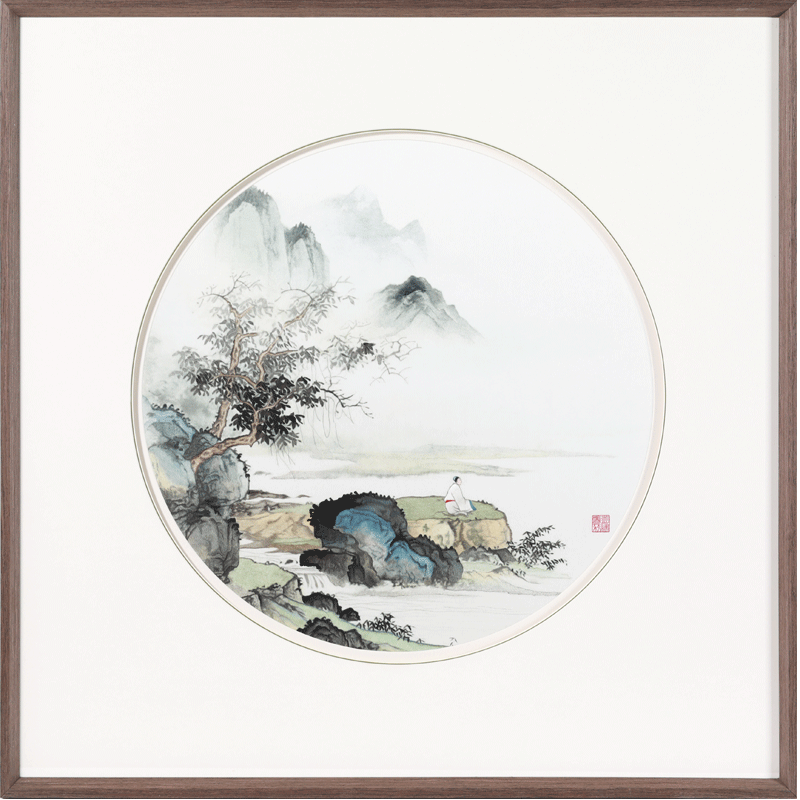 非遗蜀绣客厅书房装饰壁画 纯手工刺绣中式山水系列挂画 沙发背景墙