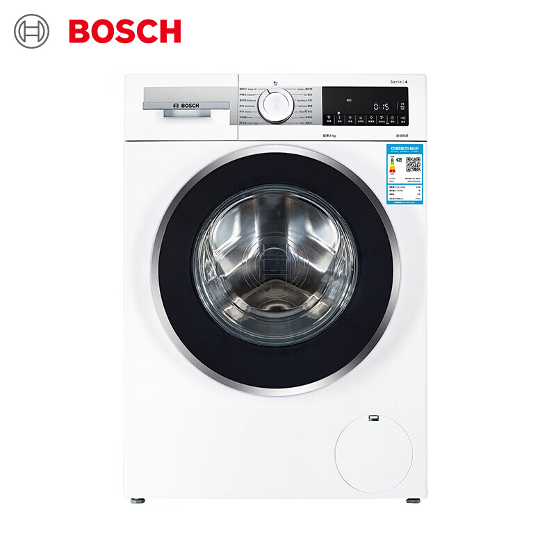 博世 (BOSCH) 8KG 超薄 变频 滚筒洗衣机 婴幼洗 筒清洁 自动除渍 触摸大屏 (白色) WHA234X00W