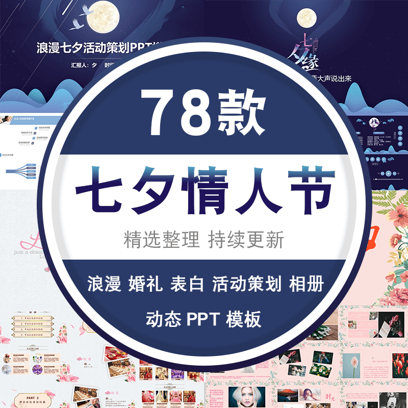 情侣表白七夕情人节纪念相册浪漫爱情告白ppt模板动态活动策划书 标准