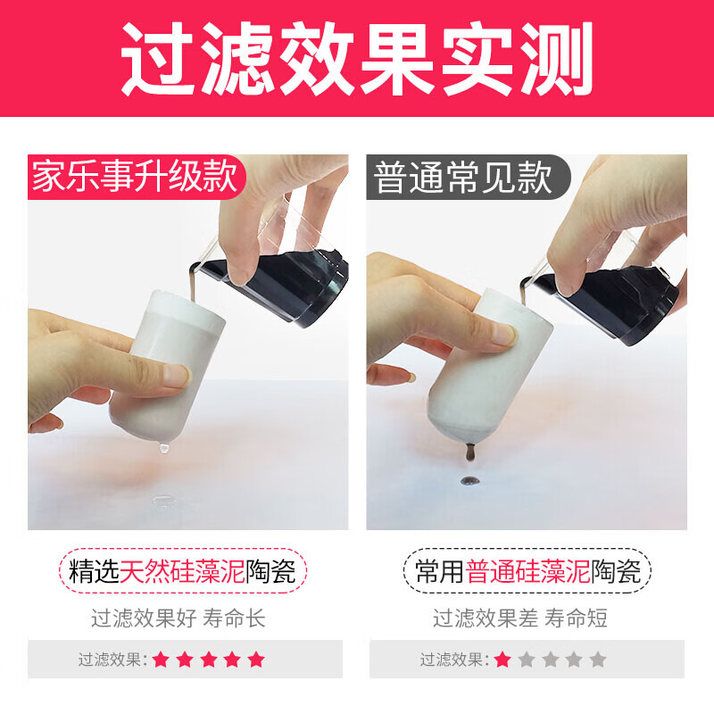 家乐事水龙头过滤器5级过滤家用厨房自来水不插电0废水净水机卫生间洗漱台水龙头净水可视可清洗滤芯A01 一机一芯