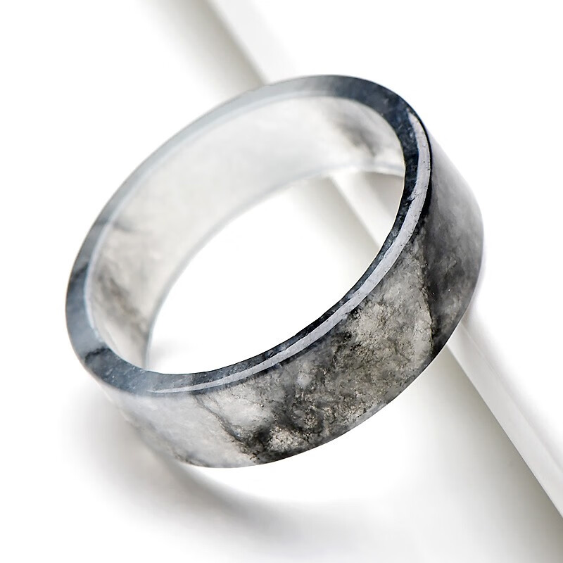 【新年礼物】千载一玉 翡翠玉戒指 男女款冰种烟灰水墨色玉扳指 玉石