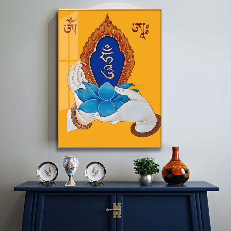 藏式佛手-a 40*60cm 铝合金框  棉麻油画布