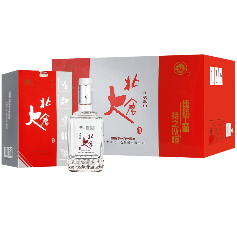 北大仓万顷良田纯粮酿造 45度浓香型白酒礼盒装 45度 500mL 6瓶 北大仓万顷良田