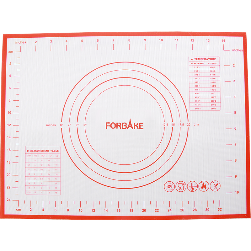 法焙客 烘焙工具硅胶垫擀面垫 案板 揉面垫 带标尺烘焙不粘案板 餐垫  小(400*300mm)/FB53622