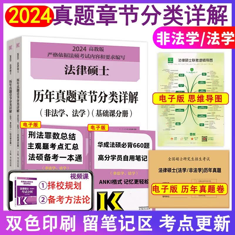 【现货先发】2024法律硕士联考基础配套练习法学非法学考试分析刑法分则历年真题及答案详解分类章节法规汇编宪法法条速记文运法硕考研可搭法硕真题实战 【现货】历年真题章节分类详解（通用）