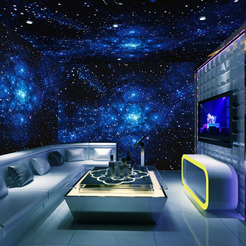 萦娪星空太空宇宙35d无缝吊顶天花板主题ktv酒店夜光银河墙纸 材质