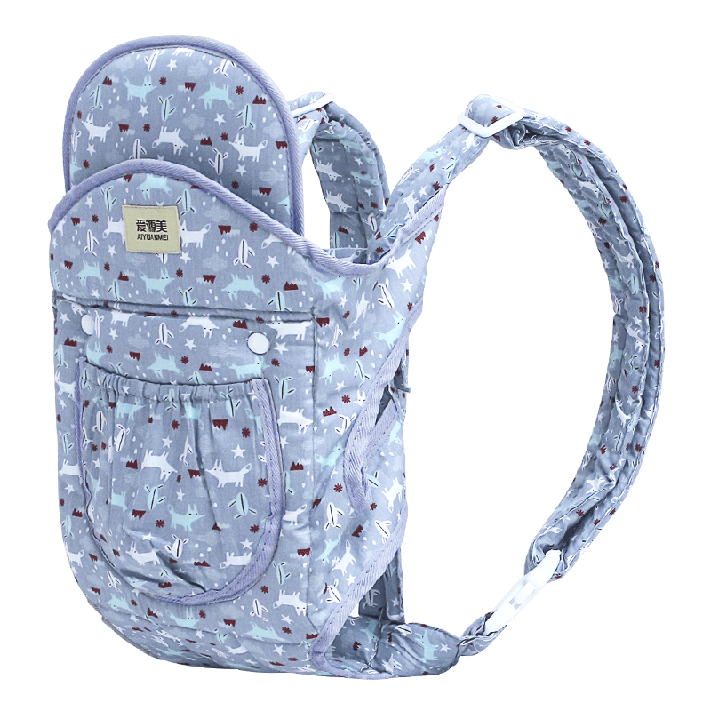 愛(ài)源美(aiyuanmei)新生嬰兒背帶前抱橫抱式四季透氣初生外出后背簡(jiǎn)易老式傳統輕便 紫色小動(dòng)物布款 四合一