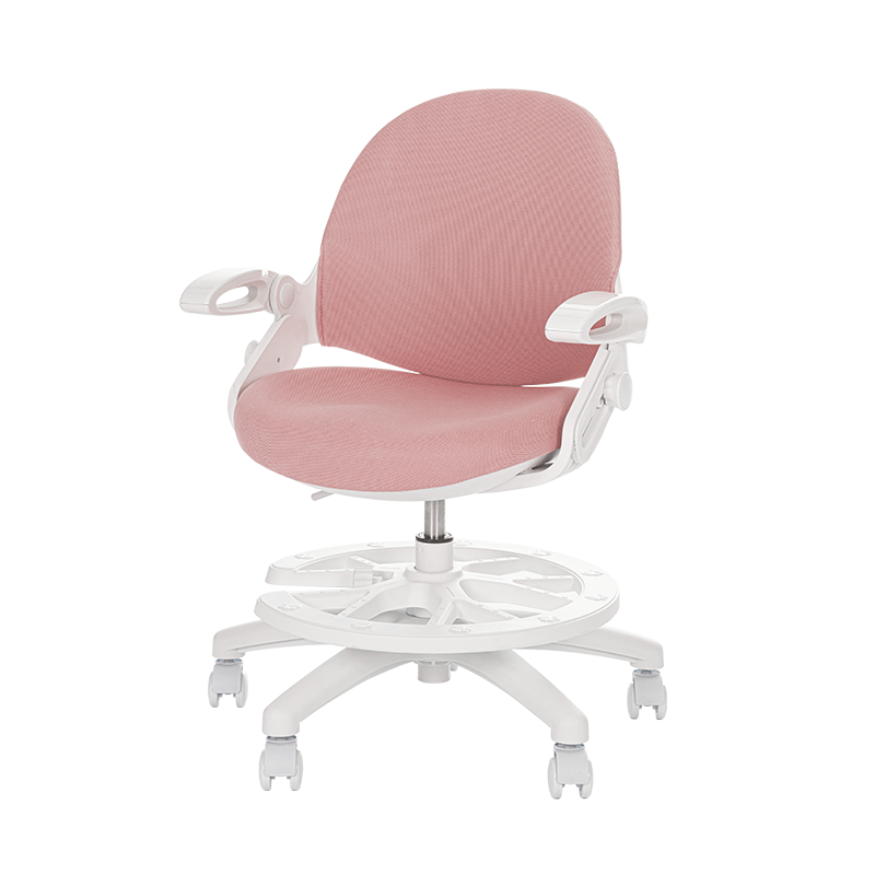 得力 deli 儿童学习椅 气杆升降椅 带搁脚可调节座椅折叠扶手 87107 粉色（单椅）