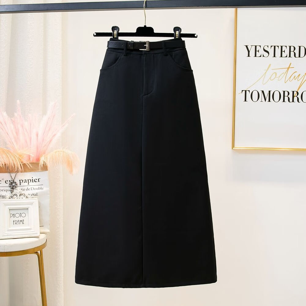 知藤女生半截裙热天穿的裙子女士过膝超长裙灰色西装半身裙女春季新款