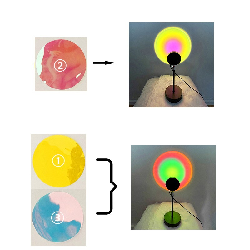 幽麦 夕阳落日灯 小红帽现代简约落地灯客厅轻奢氛围投影灯卧室低压 一灯10色- 4片膜