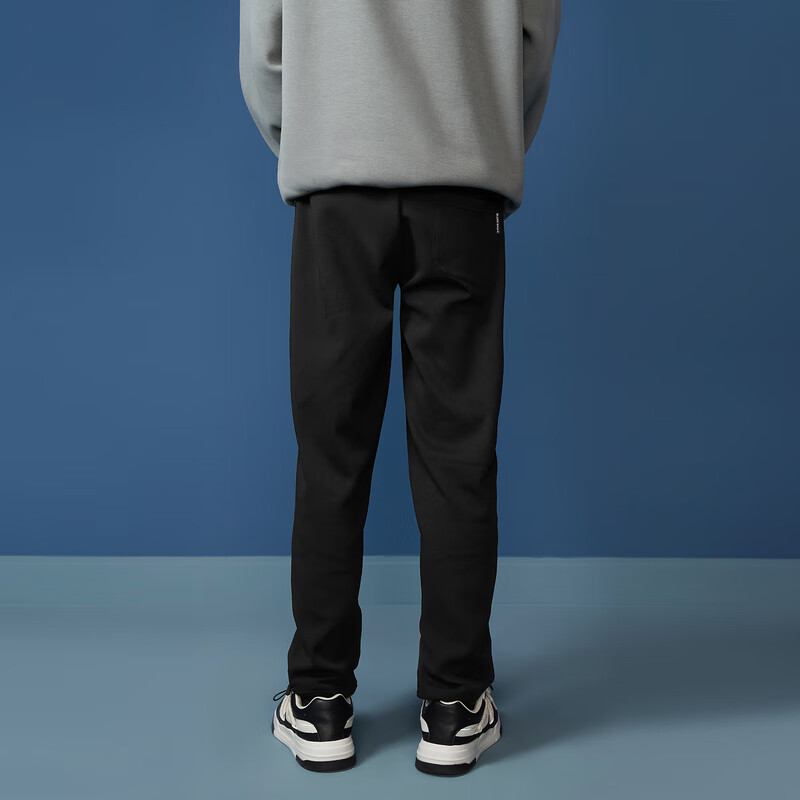 黑鲸宽松直筒休闲裤男抽绳松紧裤男裤子男两色可选 黑色12 175/84A