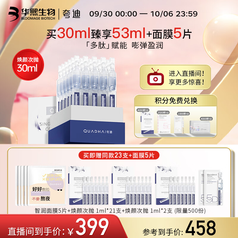 夸迪5D玻尿酸焕颜蓝次抛保湿精华液1ml*30支紧致抗皱护肤品怎么看?