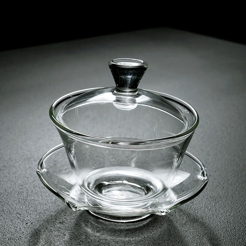 古艾双层耐热透明玻璃茶杯水晶杯子家用西施茶壶盖碗茶洗茶漏茶道